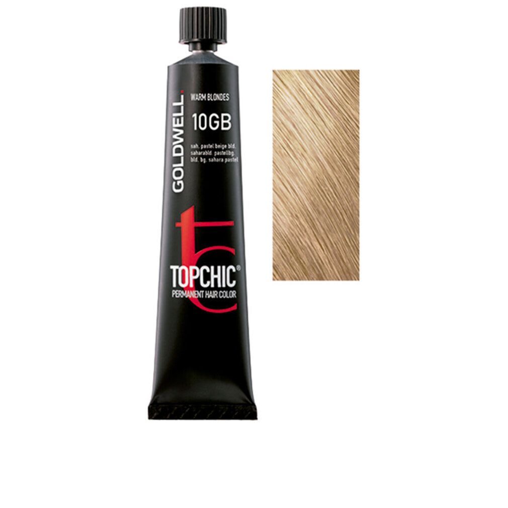 Goldwell Topchic, tubo e campione colore. Warm Blondes 10GB. Saharabl. pastellbl. b.