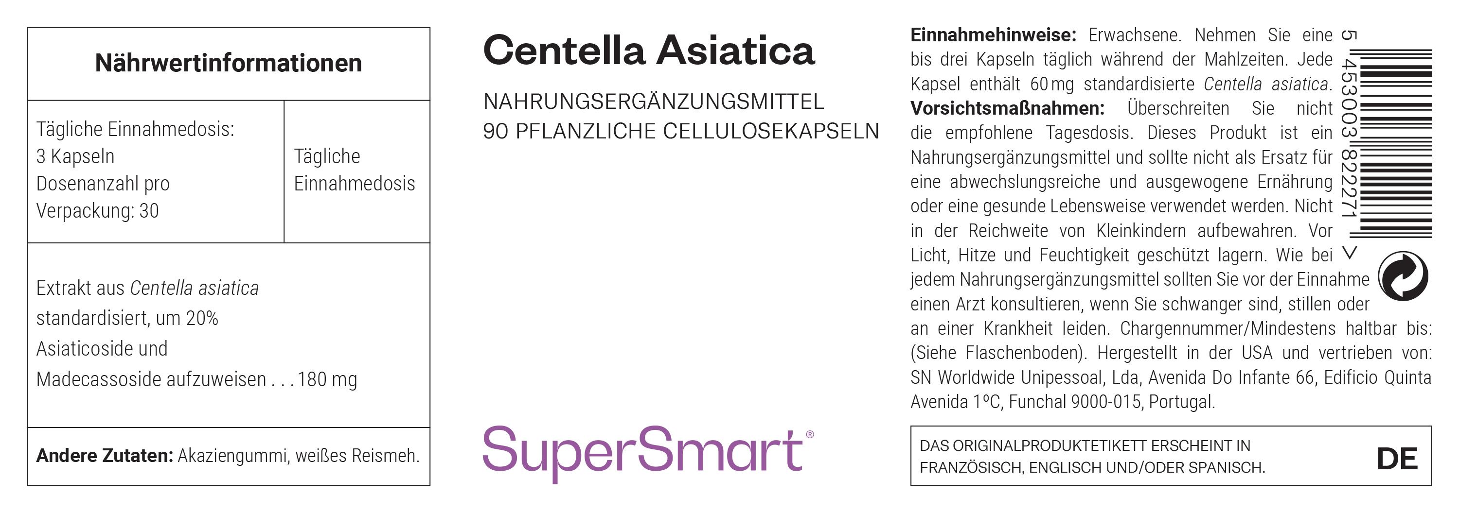 Confezione integratore Centella Asiatica, 90 capsule vegetali.