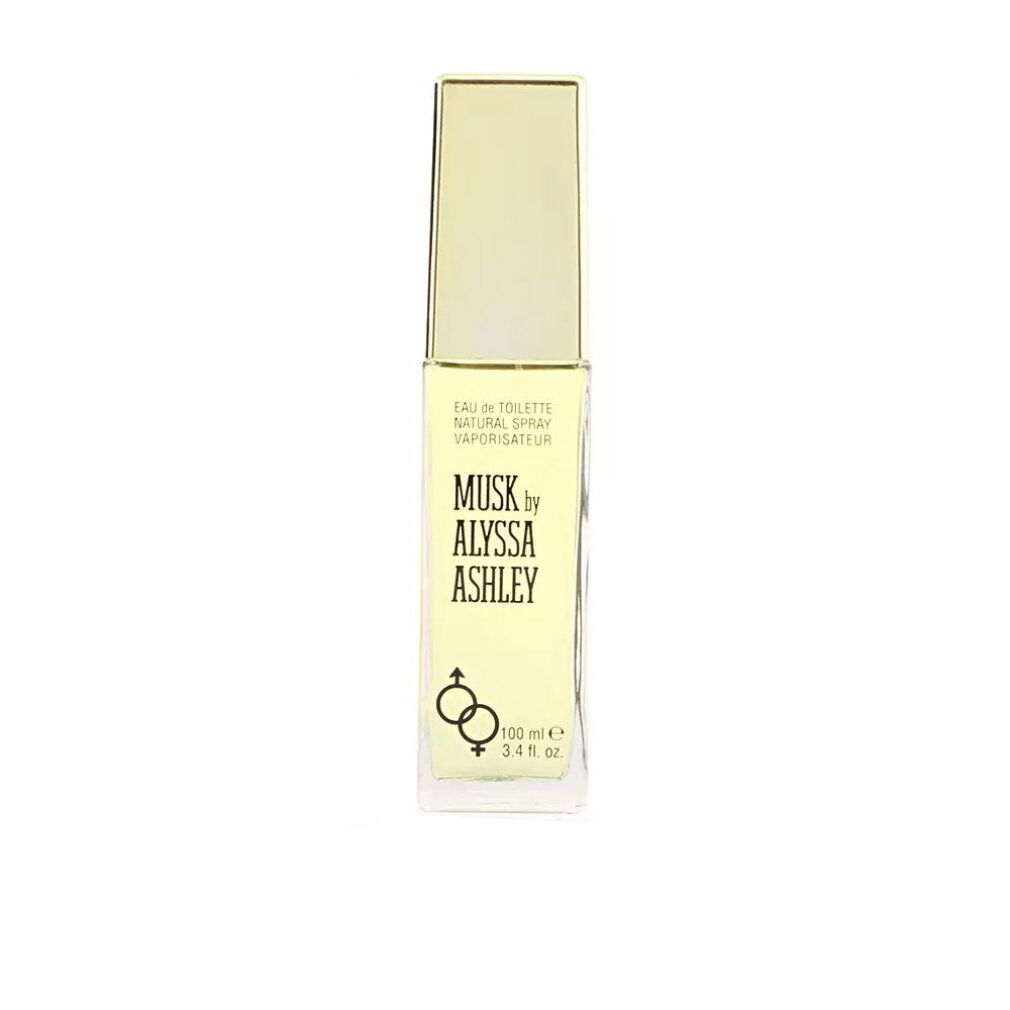 Flacone Alyssa Ashley Musk Eau de Toilette su sfondo bianco.