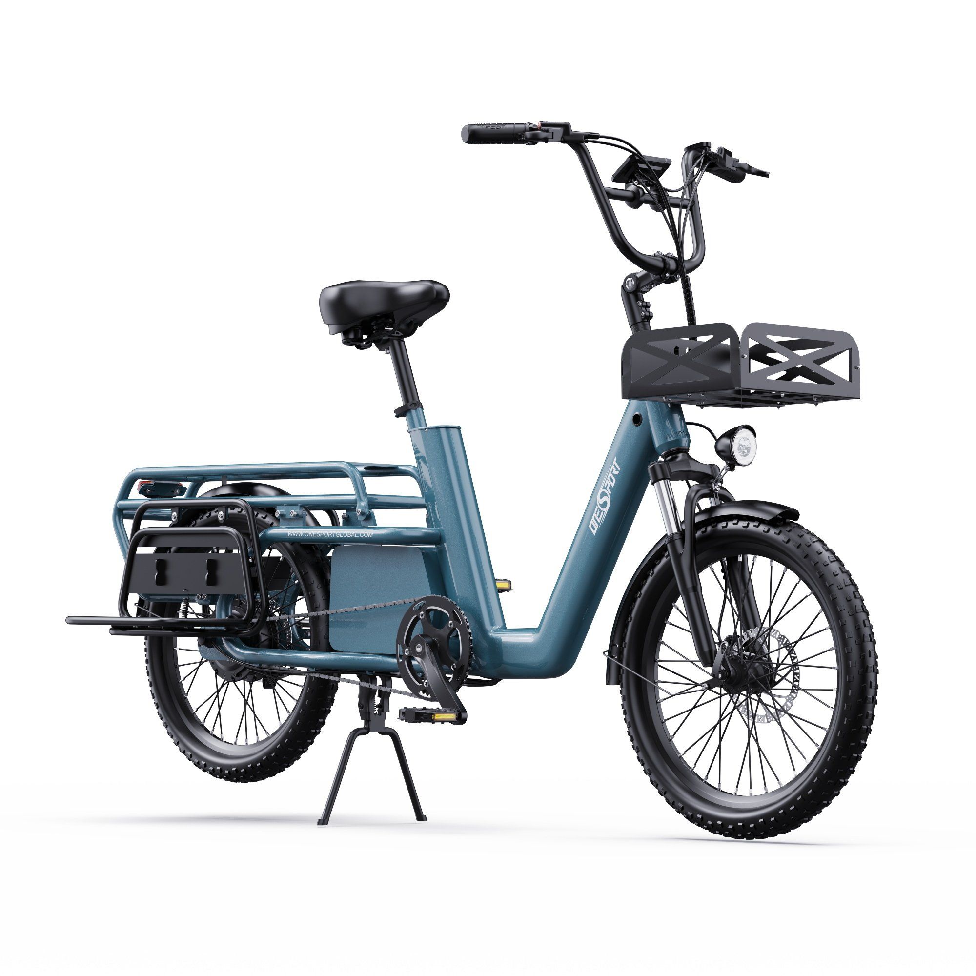 ONESPORT OT01 Bicicletta elettrica cargo Longtail con motore da 650W e batteria da 48V 27Ah