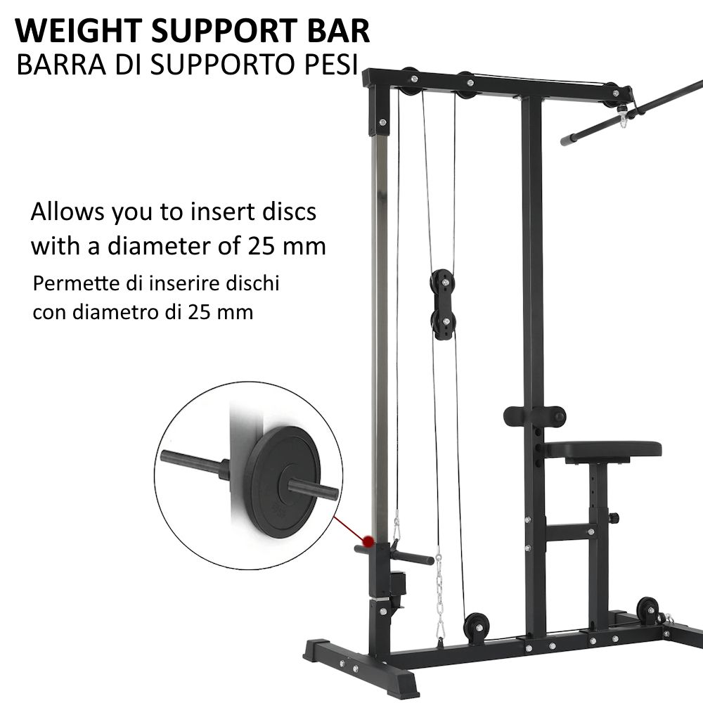FFitness LAT MACHINE PULLEY PANCA MULTIFUNZIONE E SISTEMA DI PULEGGIA FF