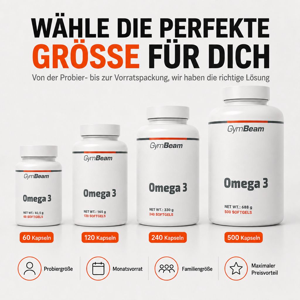 Capsule di olio di pesce Omega 3 GymBeam, 120 pezzi.
