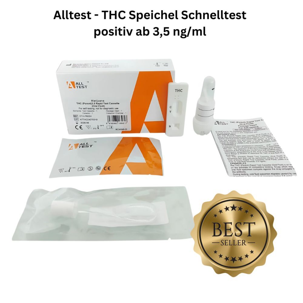 Kit Alltest THC test rapido salivare. Include cassetta, contenitore, istruzioni. Sigillo Best-Seller.