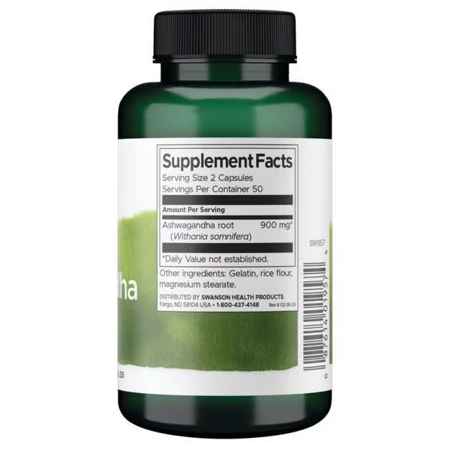 Retro di un flacone verde. Etichetta bianca con informazioni nutrizionali e ingredienti.
