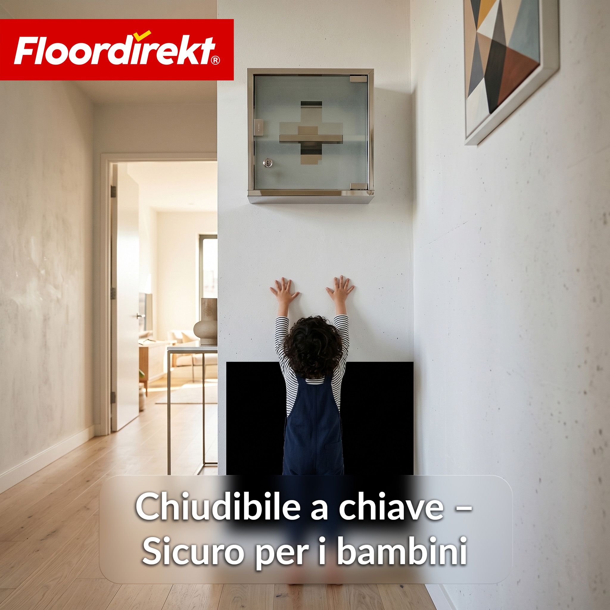 KARAT Armadietto medicinali Allen con anta in vetro argento 30 x 30 cm 2 scomparti
