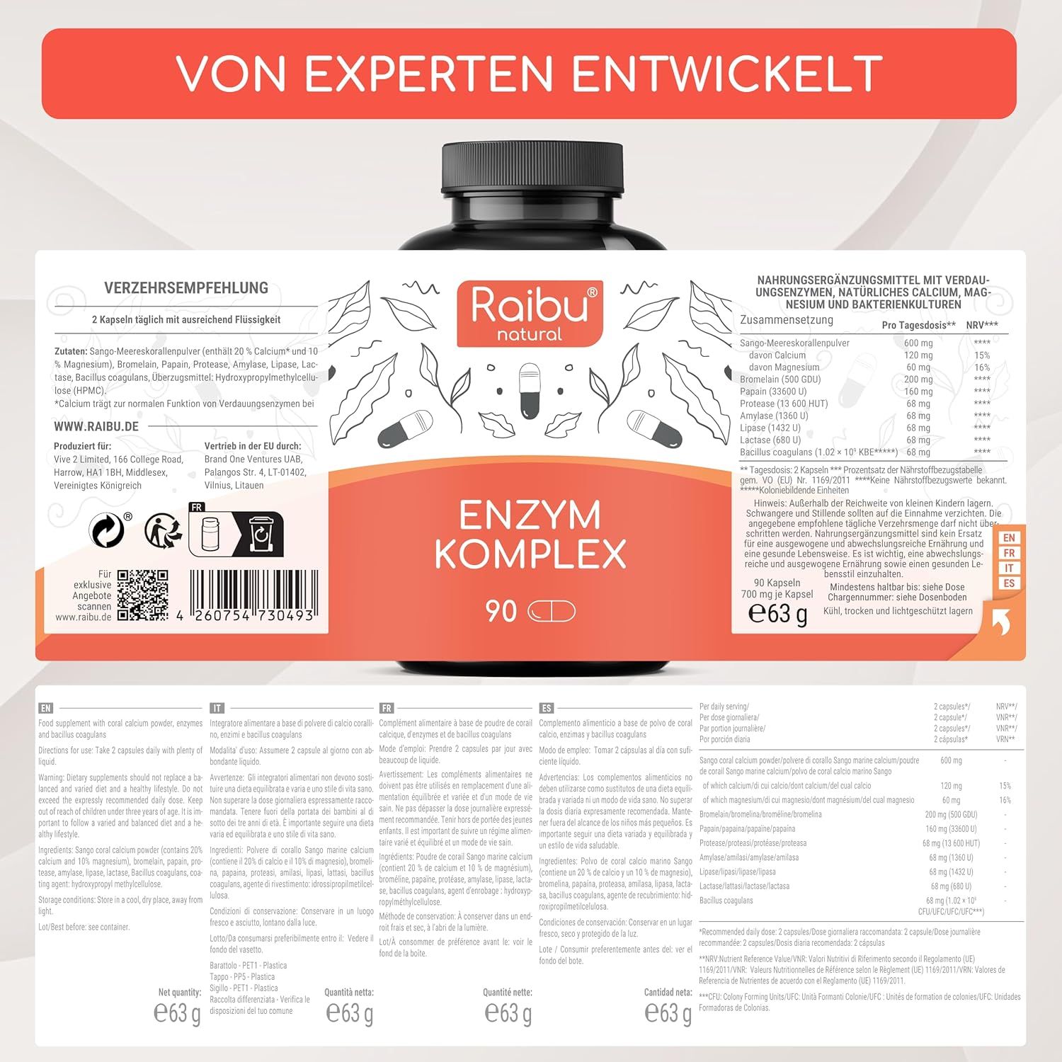 Enzimi Digestivi Capsule ad Alta Potenza - RAIBU
