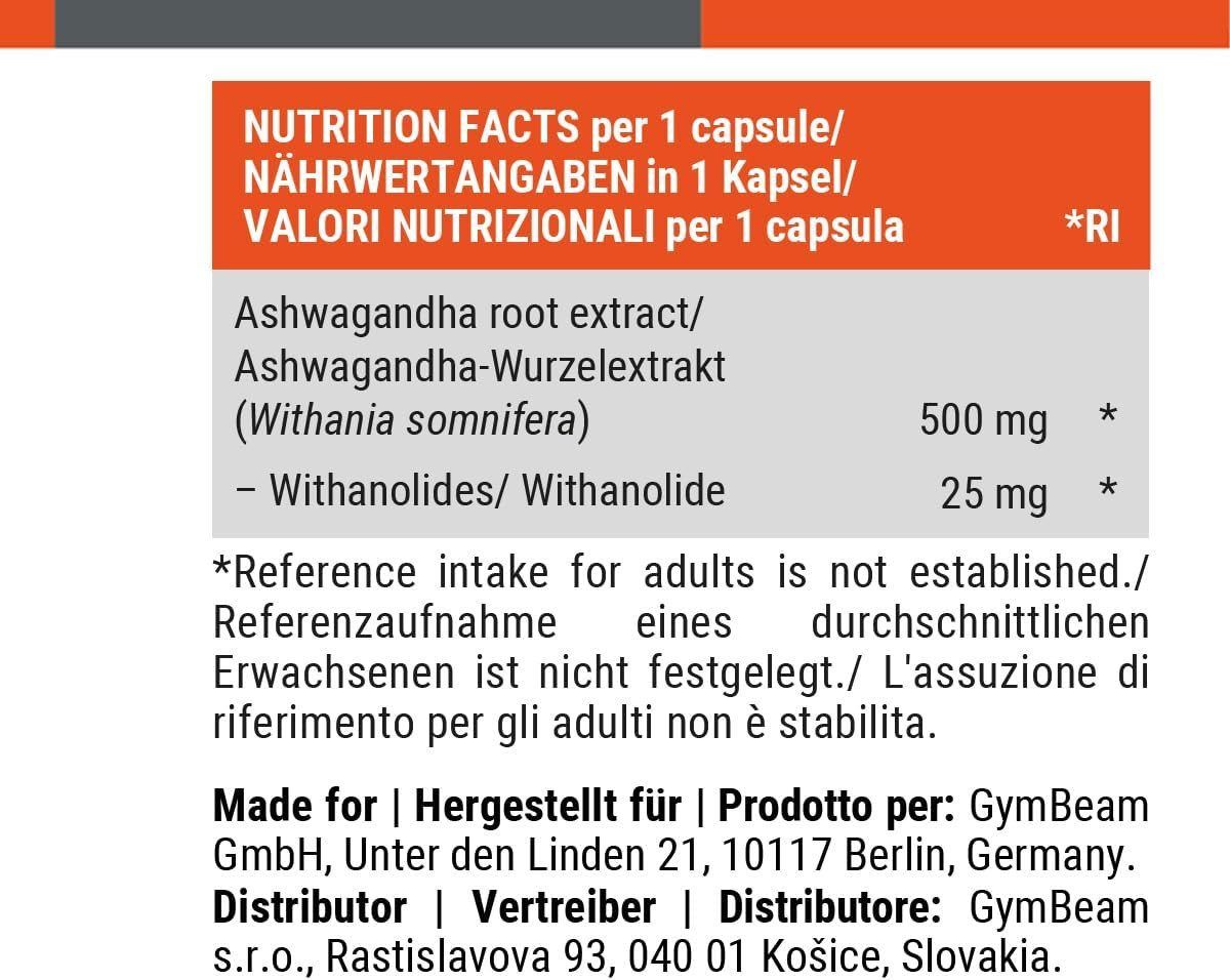 GymBeam Ashwagandha estratto vegetale capsule, + OMAGGIO 90 Cps