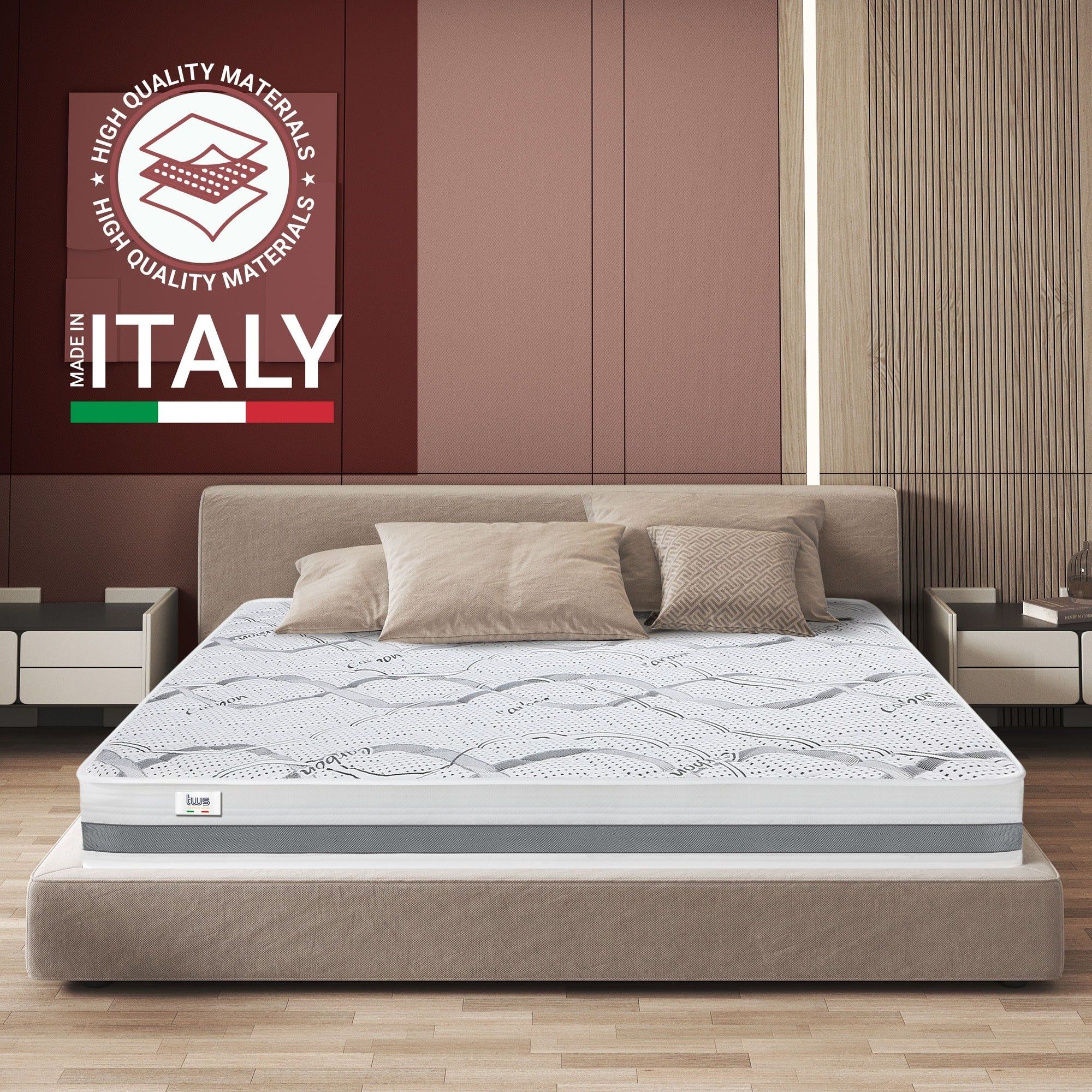 The White Stone Materasso in Memory Foam a Una Piazza e Mezza 120x190 Altezza 27 cm