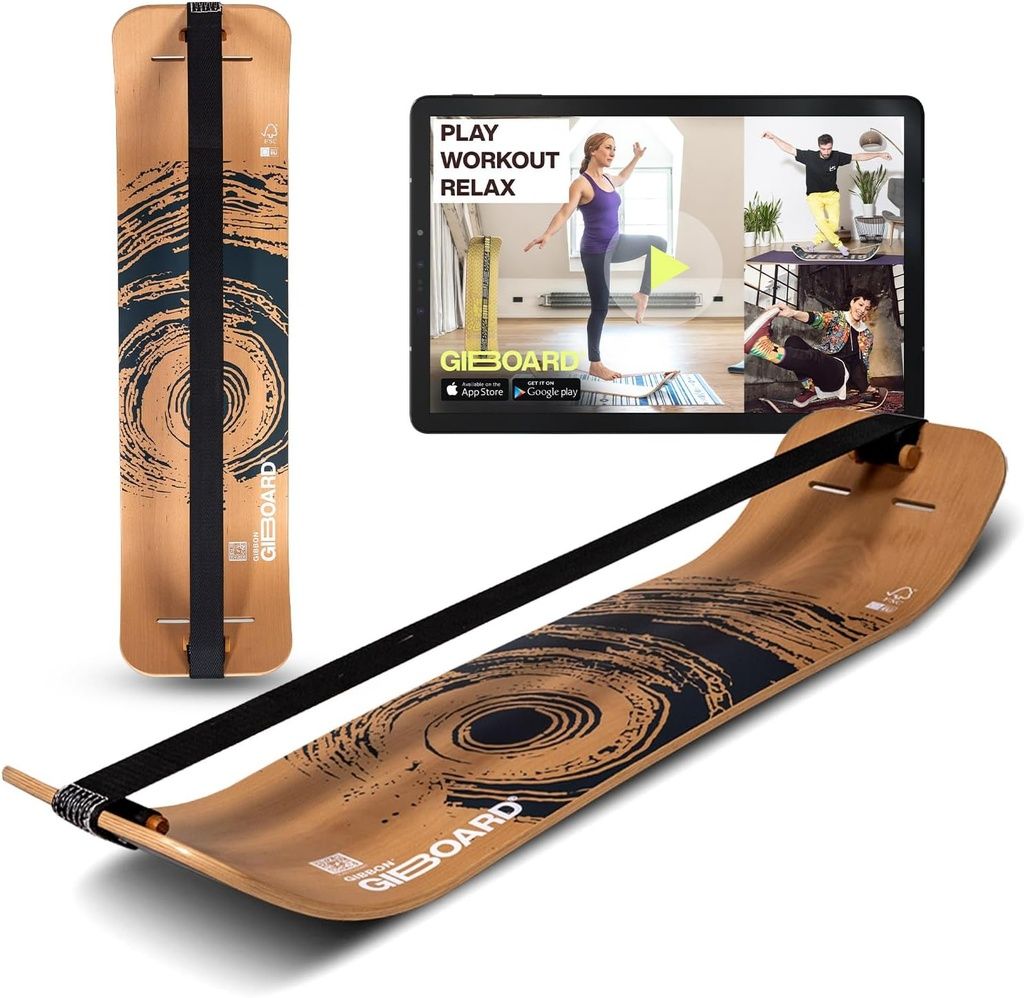 Tavola equilibrio slackline Giboard Active Black brevettata, FSC - Nero - GIBBON