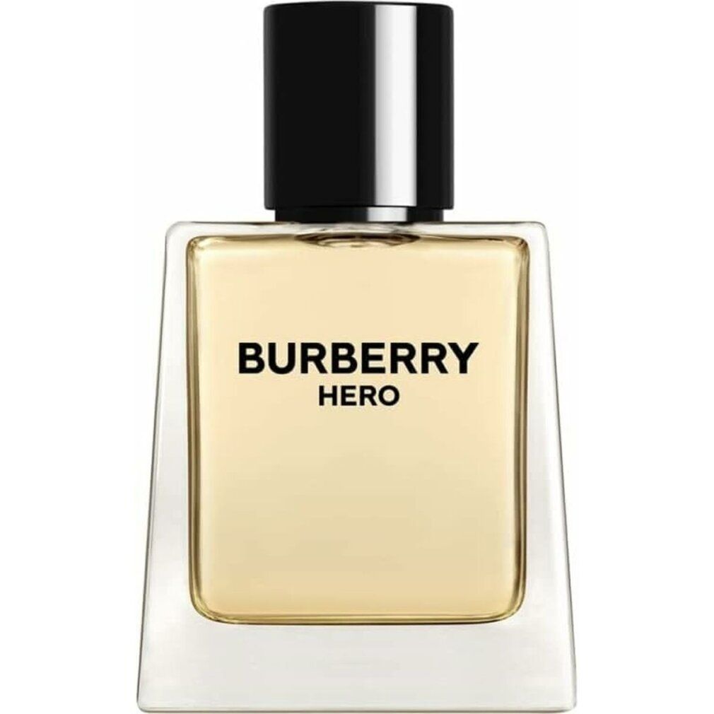 Burberry Hero E.d.T. Nat. Spray. Flacone quadrato con tappo nero. Scritta: BURBERRY HERO.