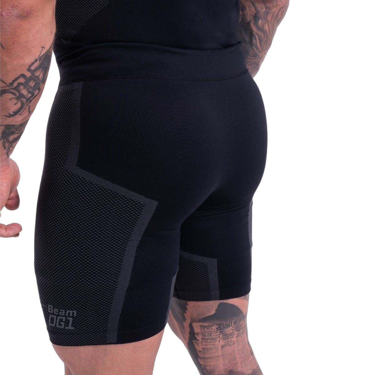 GymBeam Pantaloncini uomo slim senza cuciture, neri e grigi