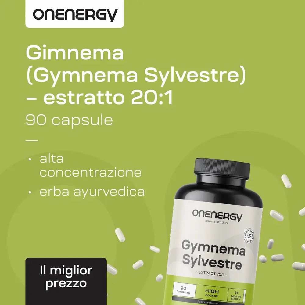 Donna con capsule OnEnergy Gurmar, estratto di Gurmar (Gymnema Sylvestre) 20:1, 90 capsule.
