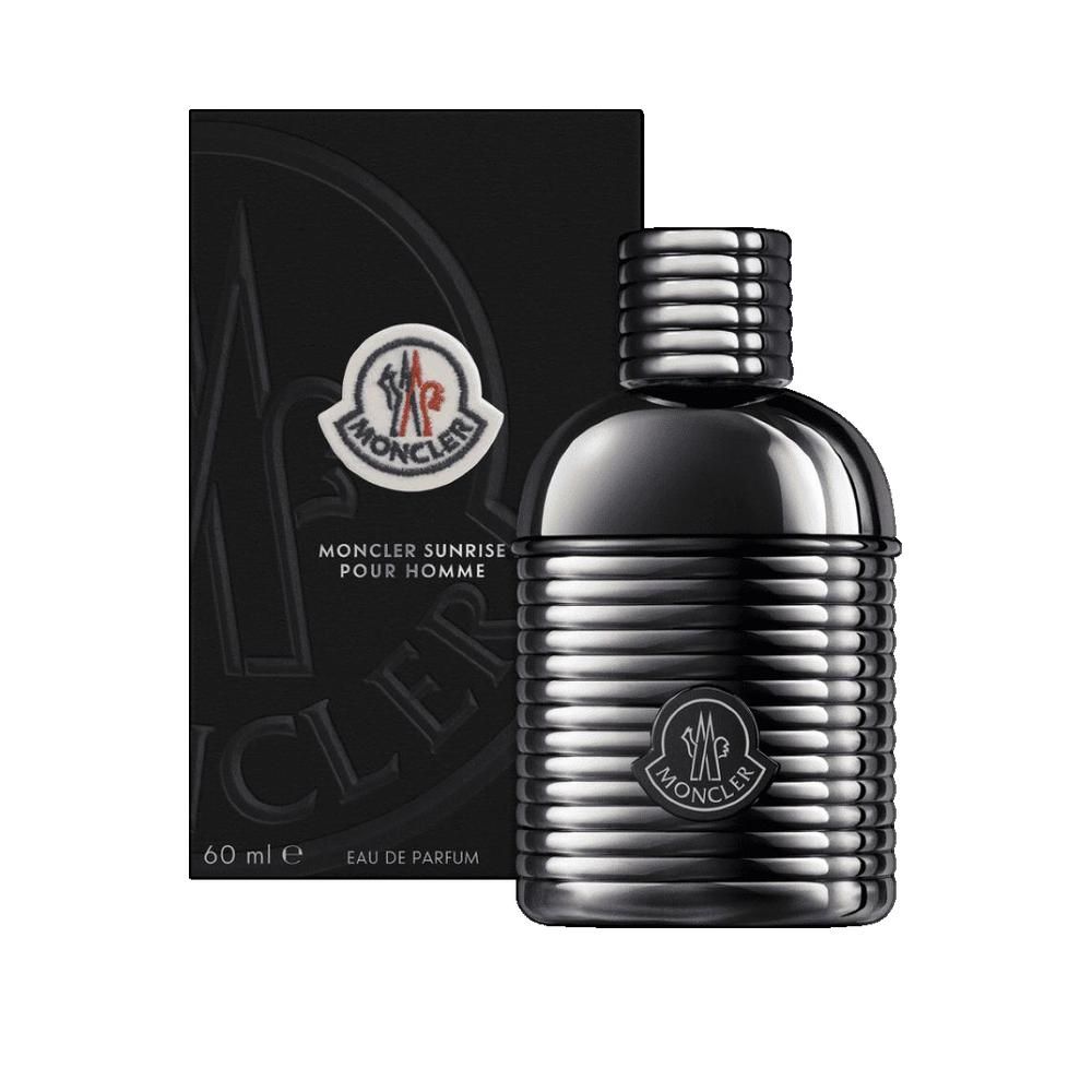 Flacone grigio scuro con superficie scanalata e tappo argentato. Logo e scritta sul davanti. Confezione.