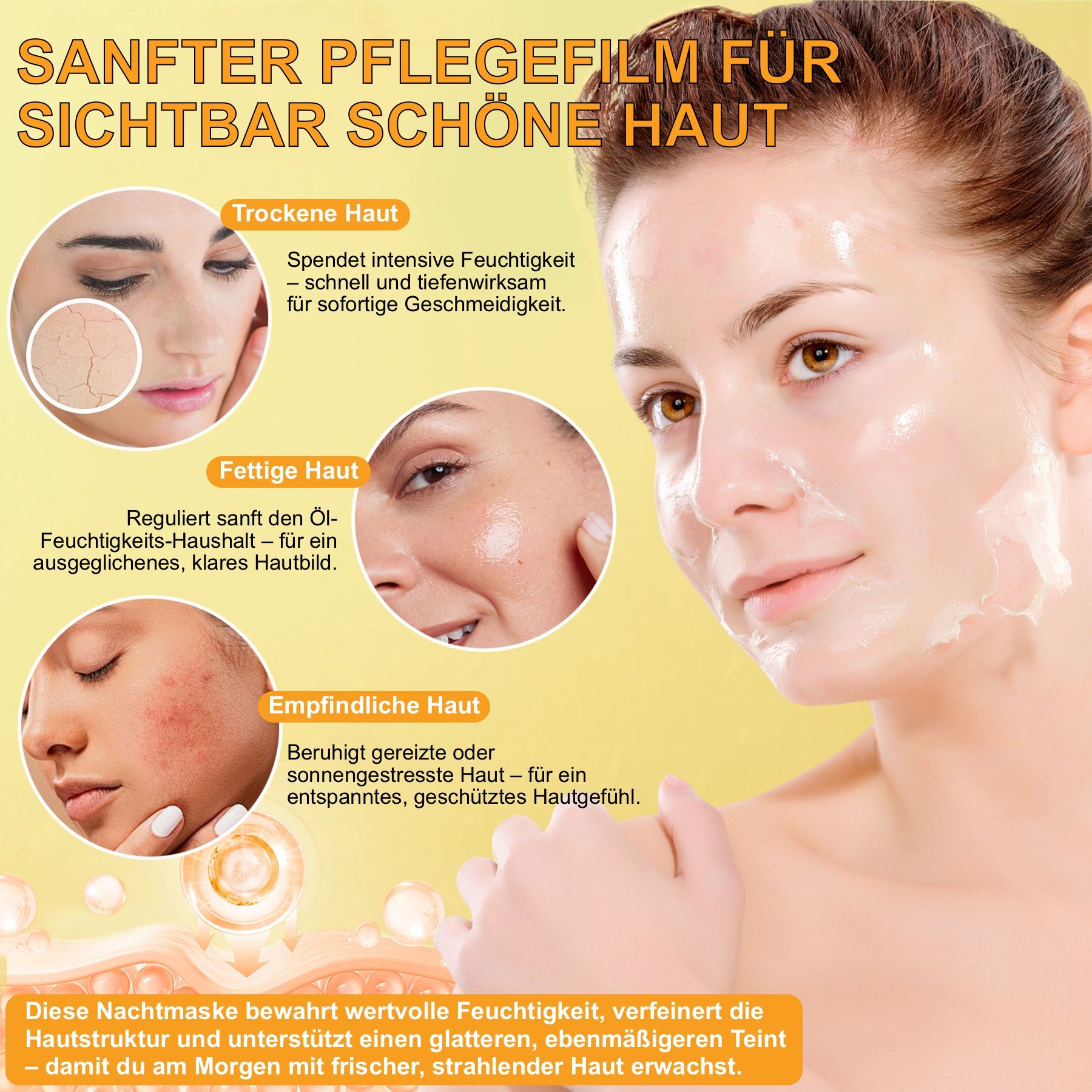Donna con maschera, grafici per tipi di pelle.