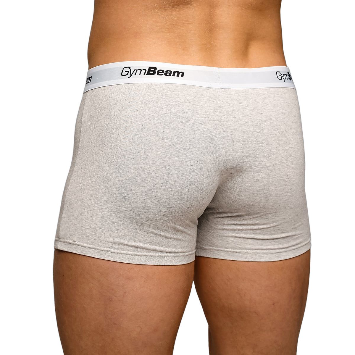 GymBeam Boxer uomo Essentials 3Pack grigio, set da 3 in cotone con elastan