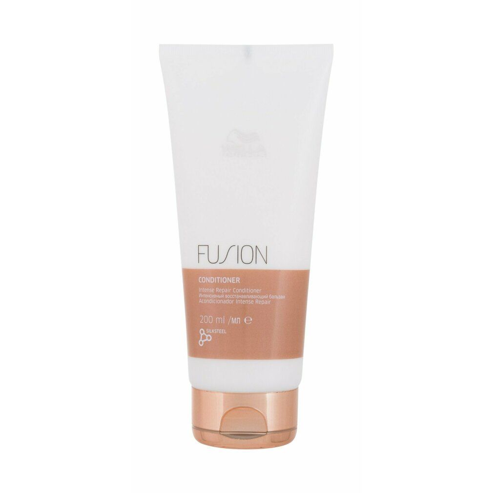Tubo bianco con sezione centrale marrone. Scritta: Fusion Conditioner, 200 ml. Chiusura dorata.