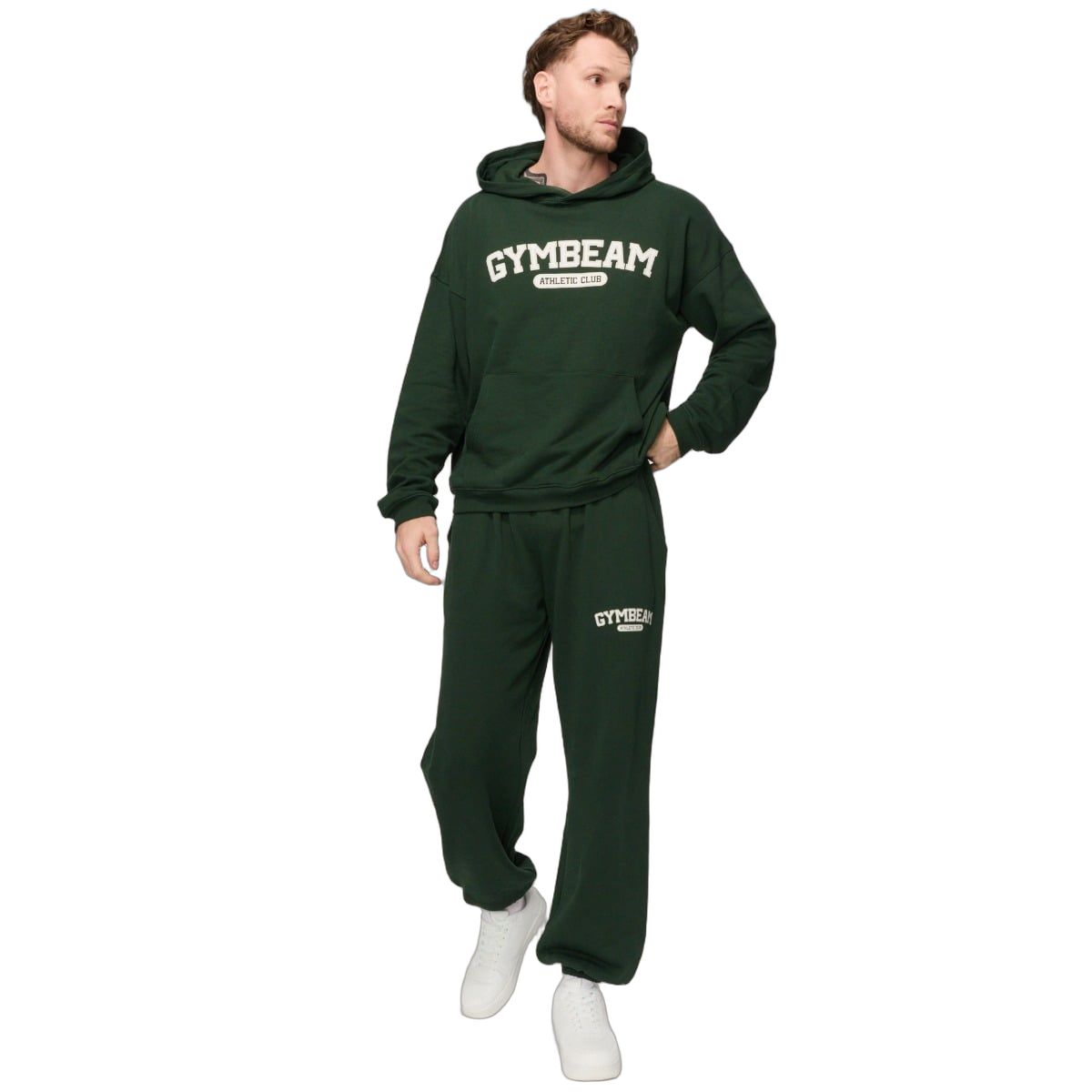 GymBeam Pantaloni sportivi uomo oversize con tasche Varsity verde