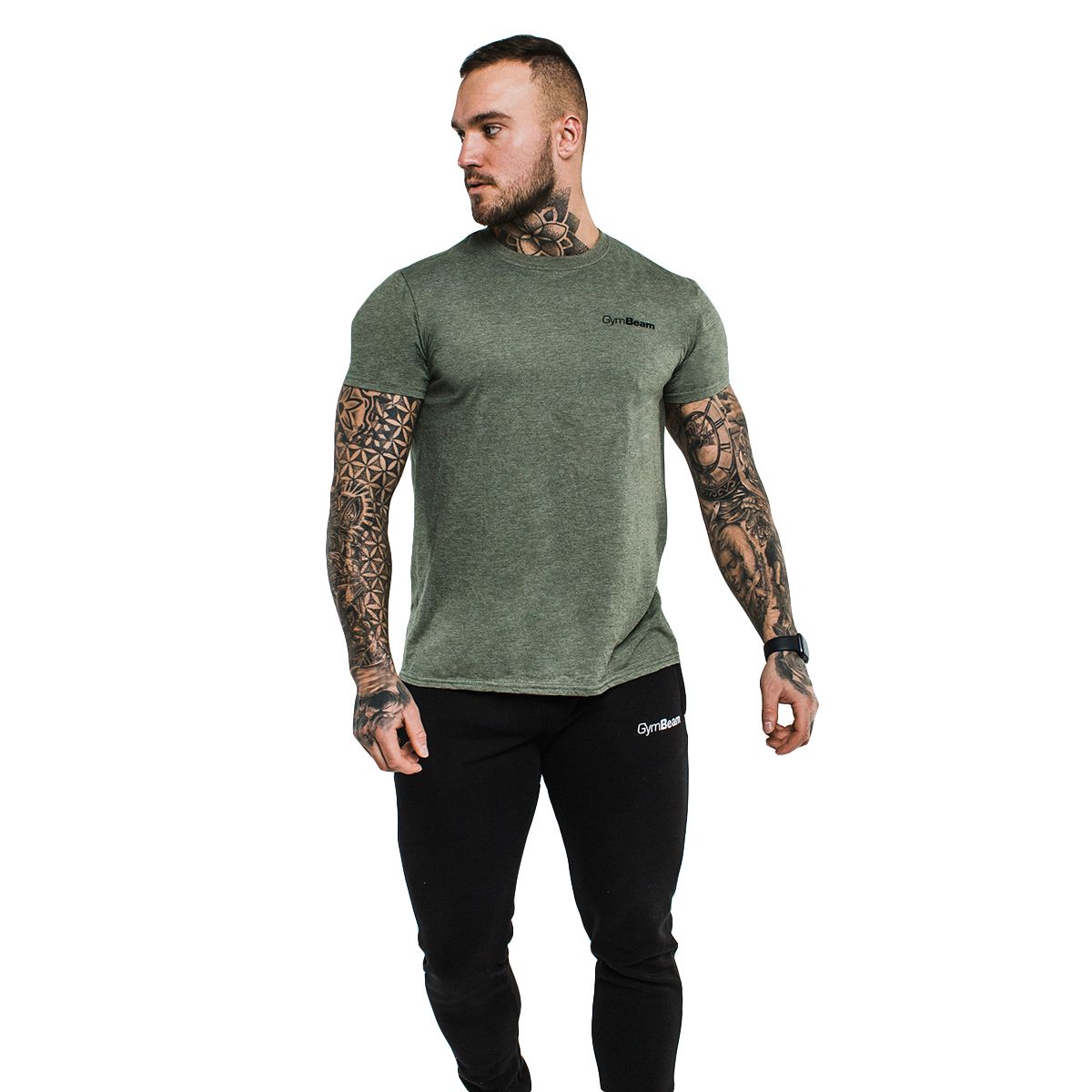 GymBeam T-shirt uomo Basic vestibilità regular manica corta Heather Military