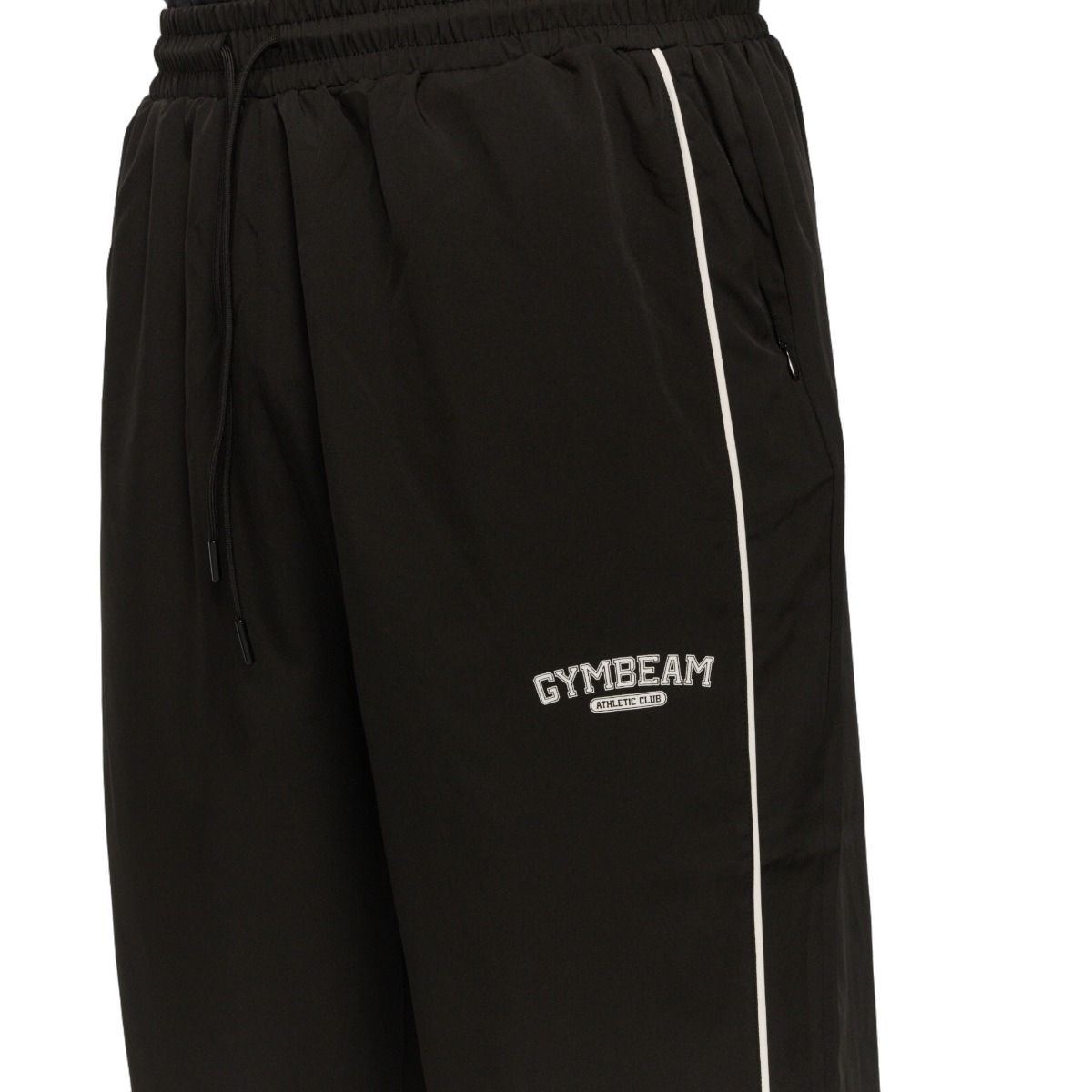 Pantalone da jogging nero da uomo con striscia laterale bianca e logo.