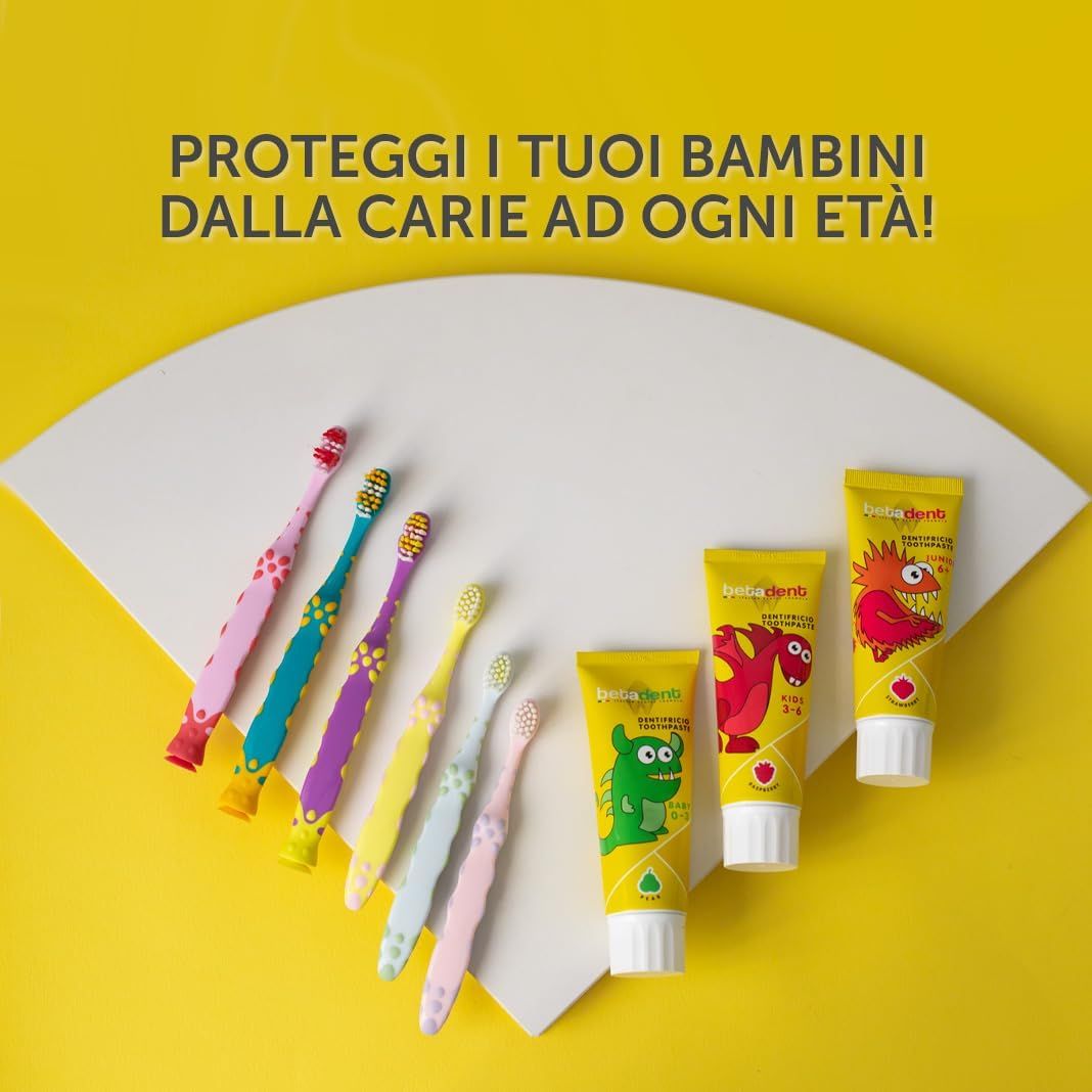 BETADENT - Dentifricio Kids - Bambini 3-6 anni - No Fluoro - Anti cariee - Gusto Lampone
