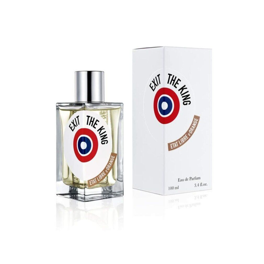 Flacone di profumo e scatola. Flacone con tappo argentato, etichetta bianca con logo. Scatola con logo e testo.