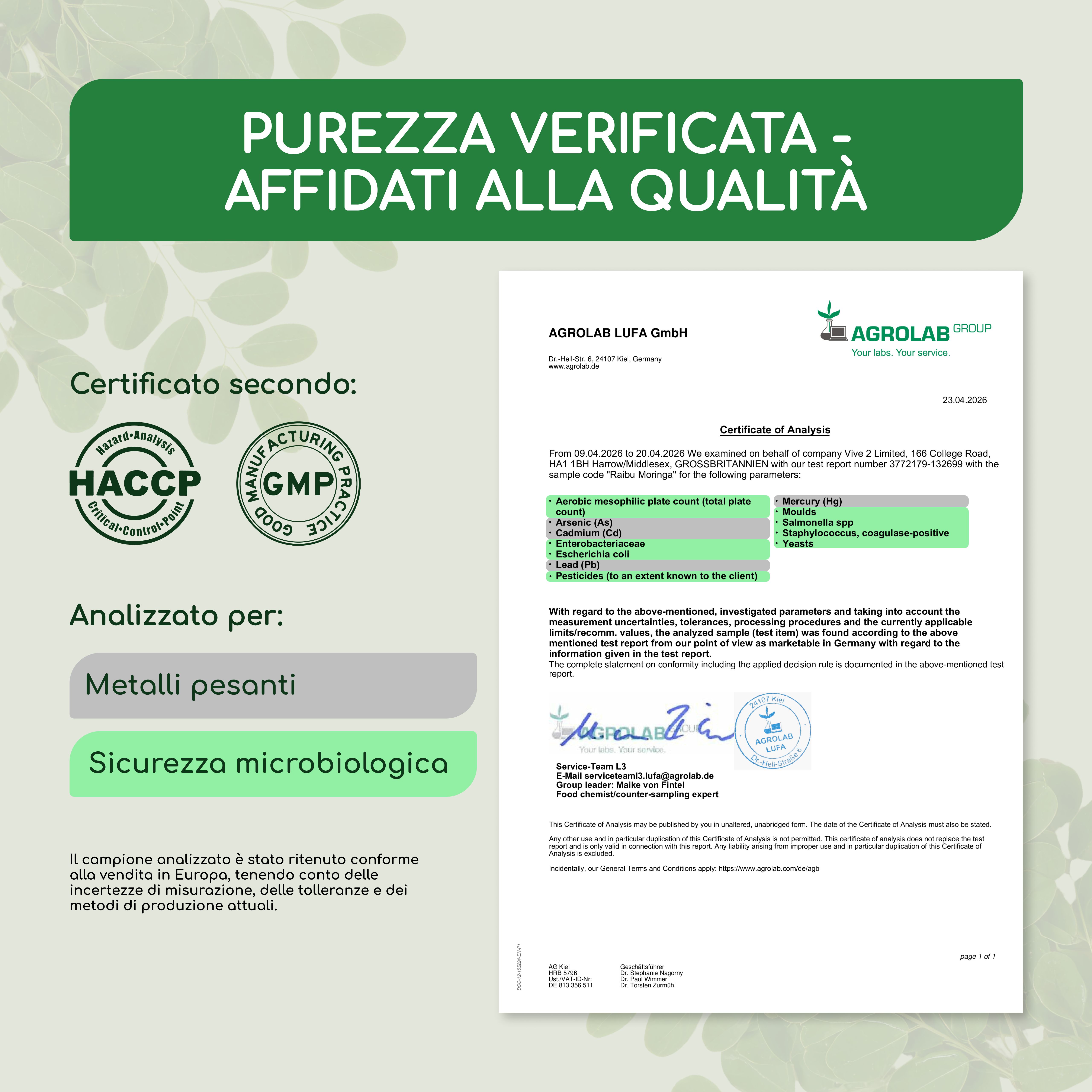 Moringa Capsule BIO, 2400 mg per Dose - Fonte di Vitamine, Minerali e Proteine - RAIBU