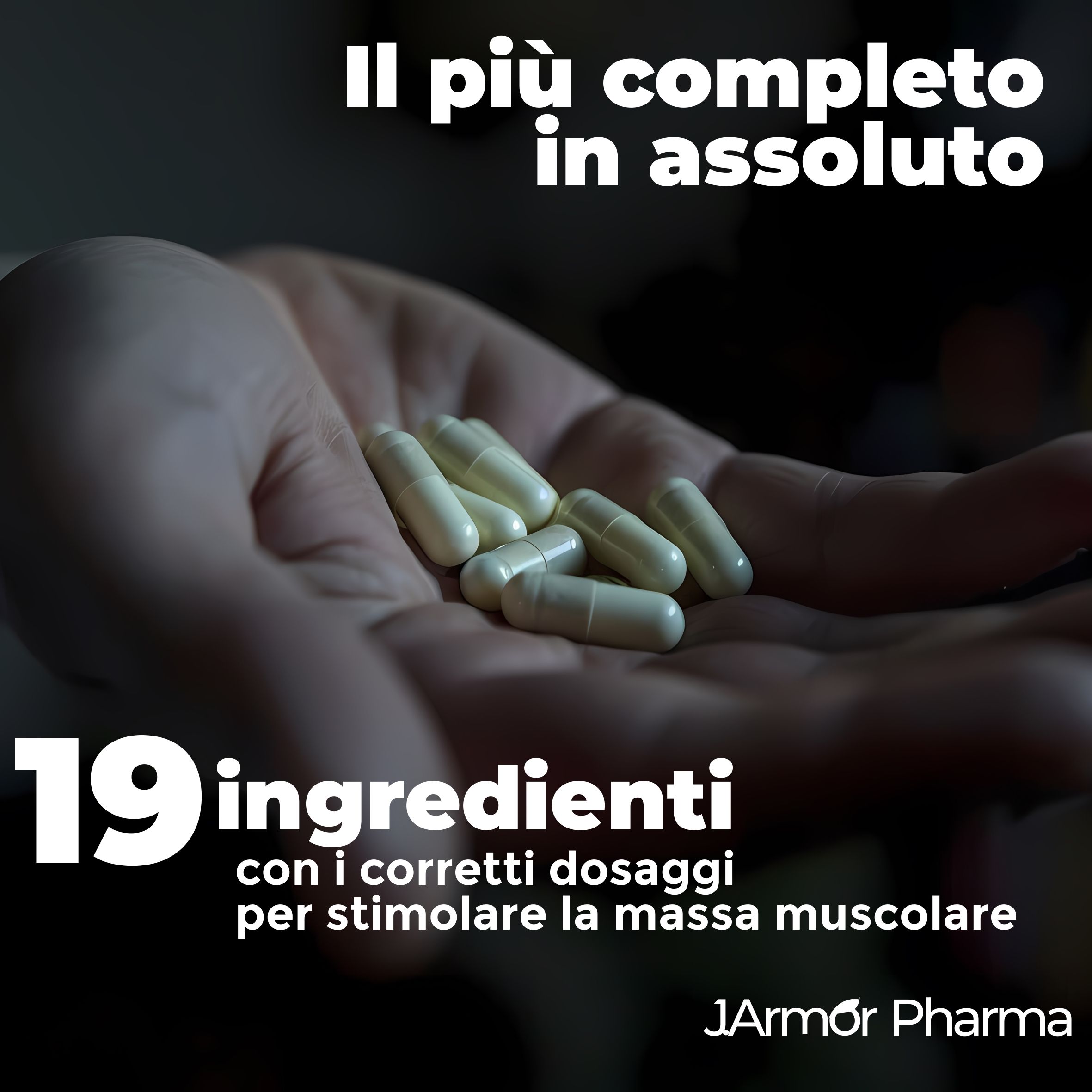Una mano tiene diverse capsule. Diverse capsule bianche sono sul palmo.