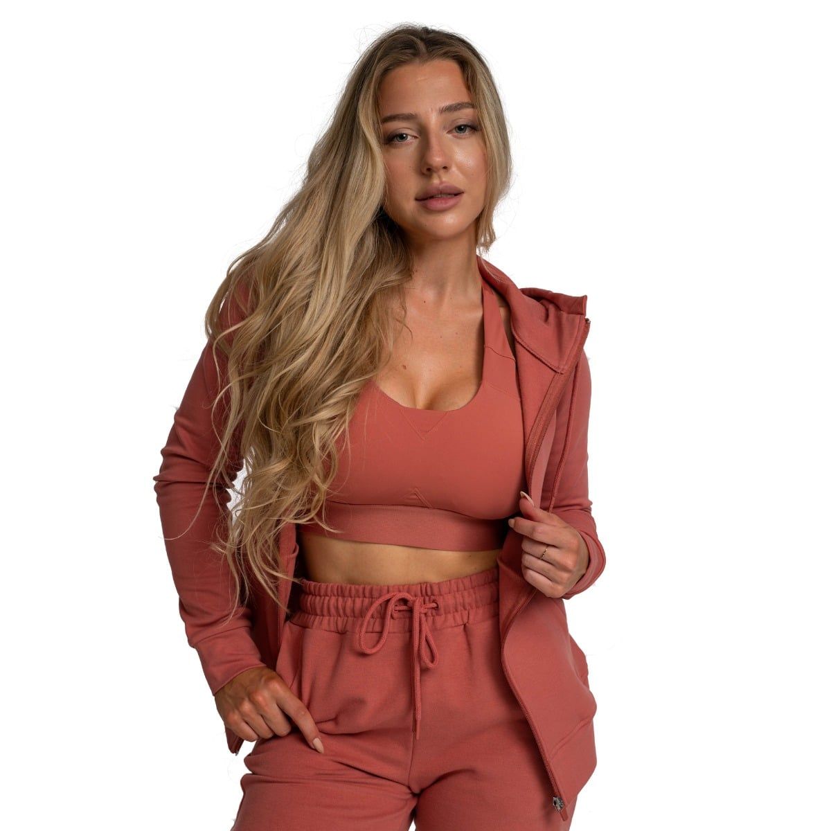 GymBeam Felpa donna Limitless Cinnamon con cappuccio e zip regular