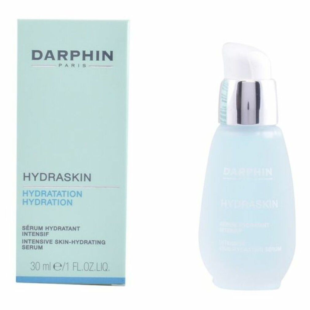 Siero DARPHIN HYDRASKIN e confezione. Scritta HYDRASKIN, Sérum Hydratant Intensif. 30 ml/1 FL.OZ.LIQ.