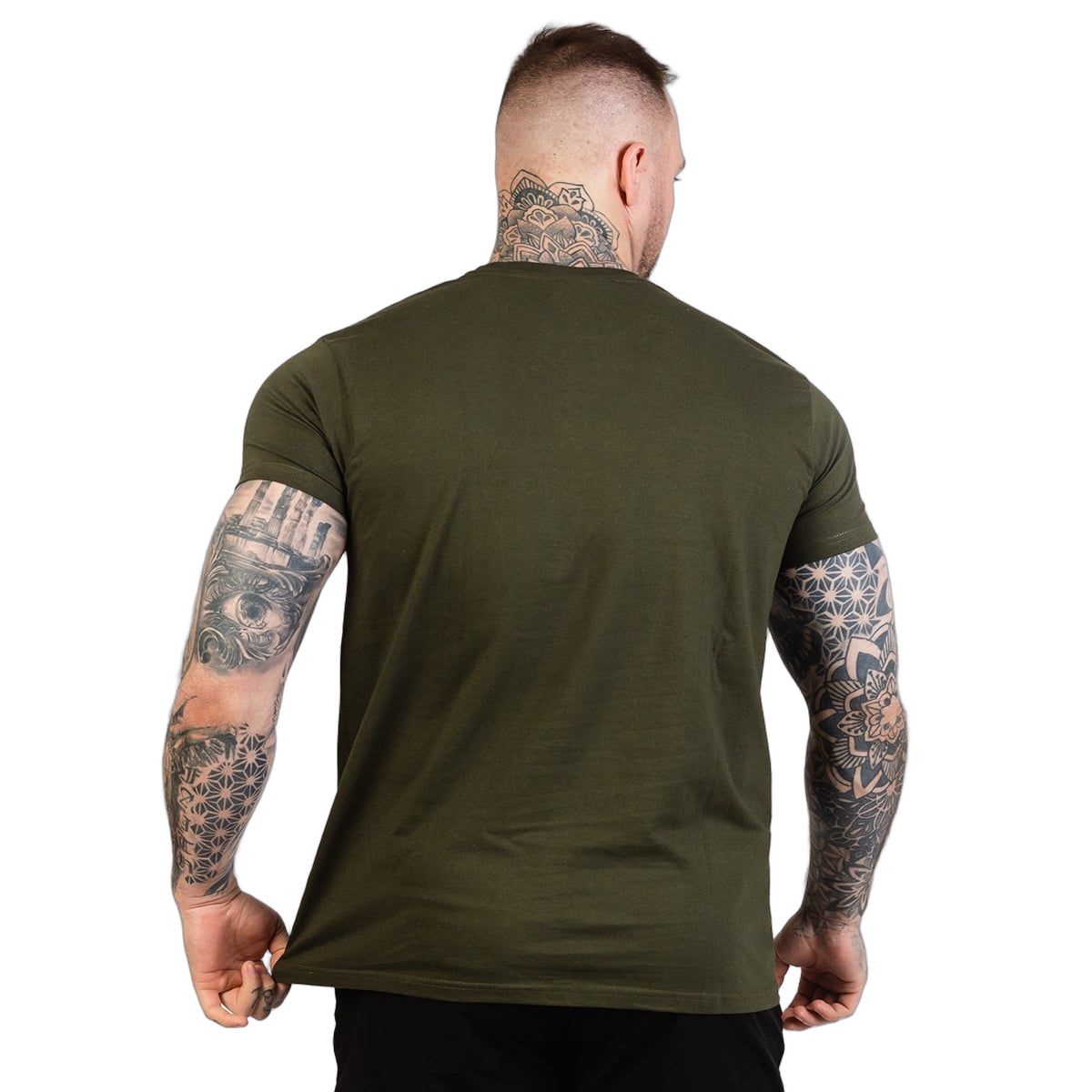 GymBeam T-shirt Grow da uomo in cotone verde militare