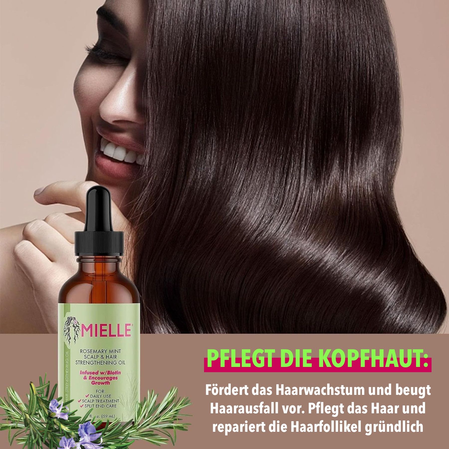 Mielle Organics  Olio per capelli all'olio di rosmarino per la cura e la crescita dei capelli