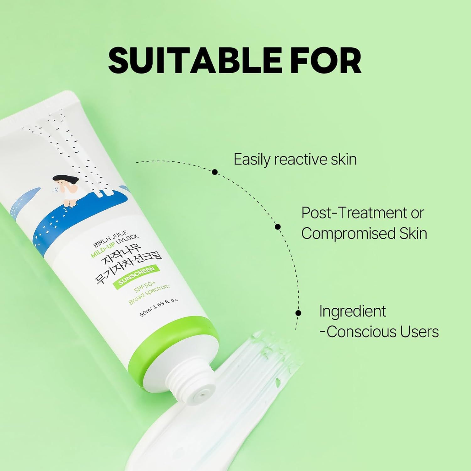 Tubo con crema. Testo: Adatto a: pelle facilmente reattiva, dopo trattamento, utenti consapevoli.