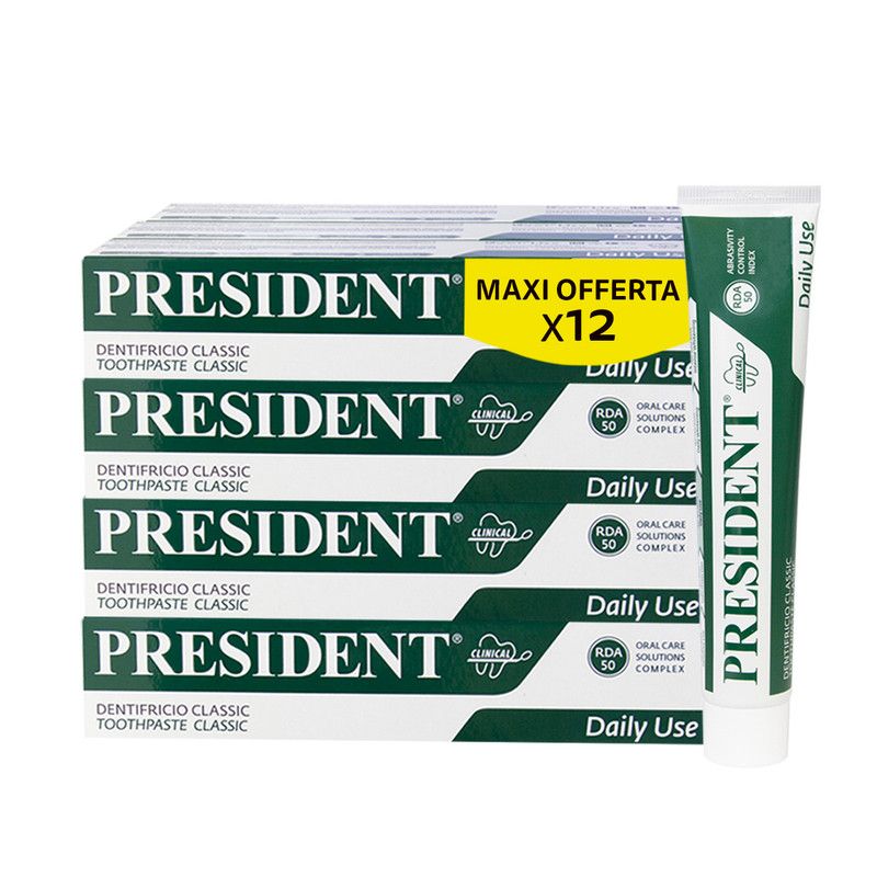 President KIT 12 Dentifricio Classic con estratti vegetali RDA 50 - 12x75ml