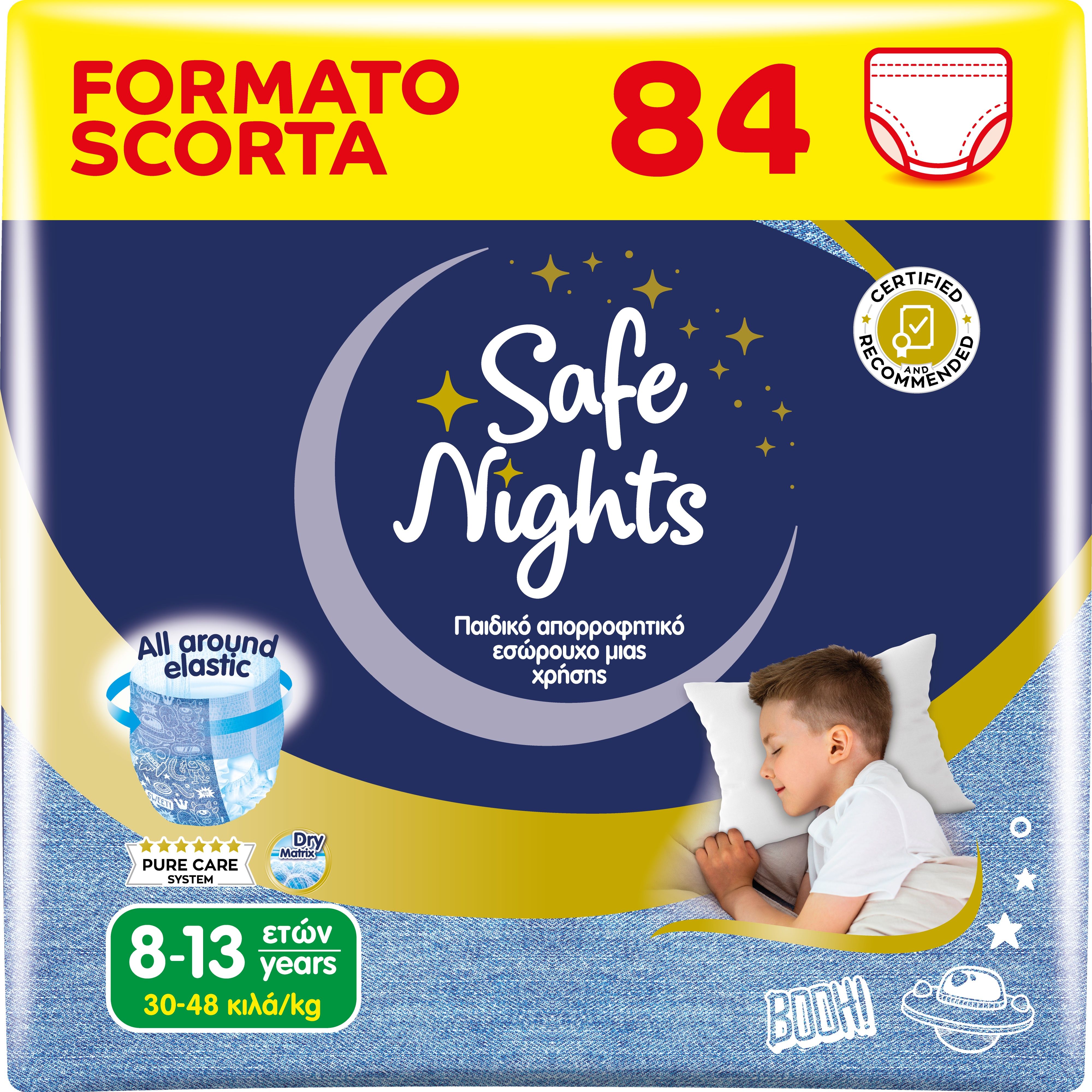 Pannolini slip Babylino Safe Nights Bimbo, 84 pezzi, taglia 8-13 anni (30-48 kg).
