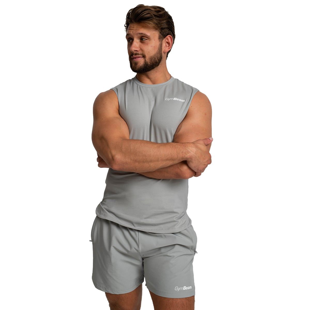 GymBeam Canotta uomo TRN regular grigia in cotone ed elastane