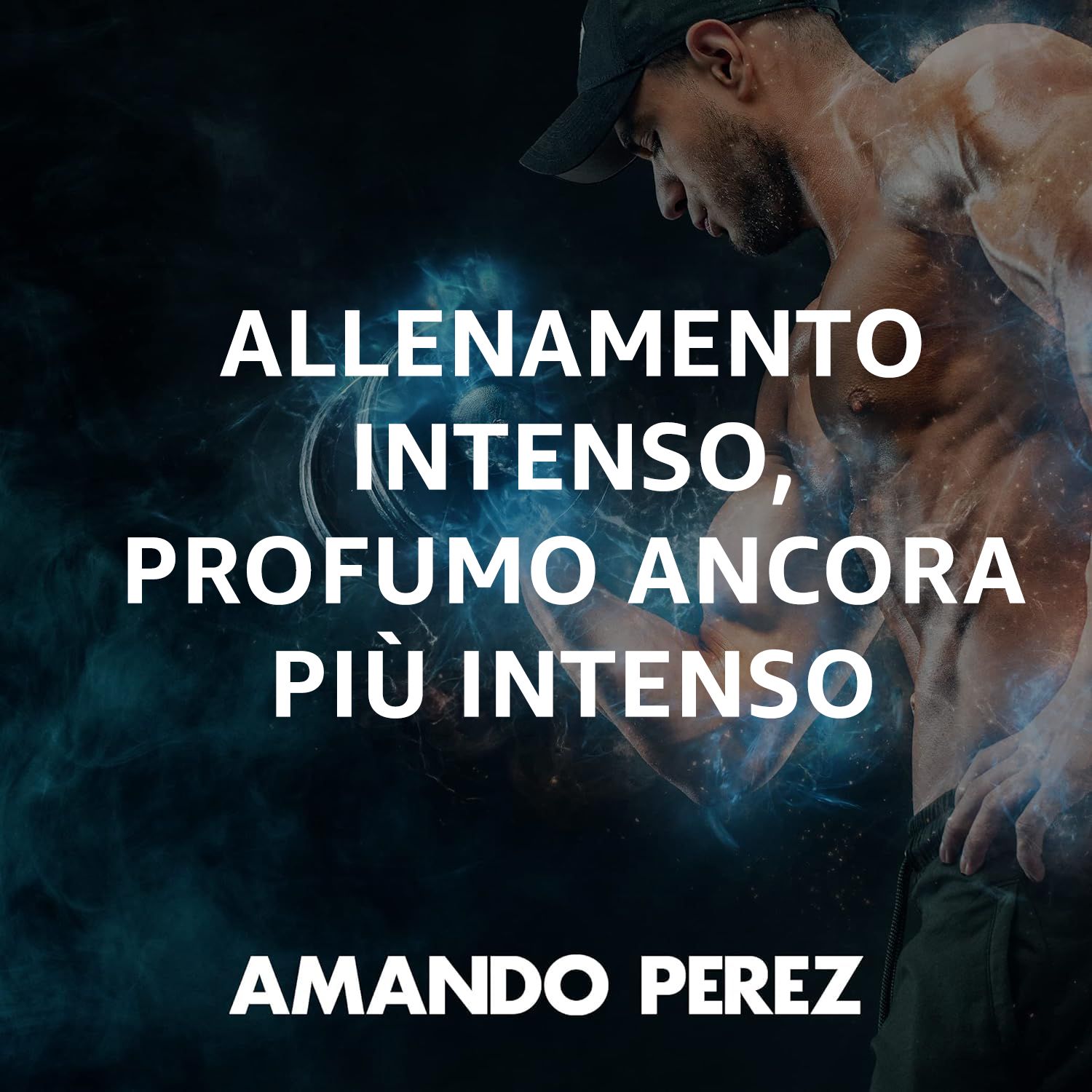 Flacone Amando Perez su sfondo scuro con fumo. "Cocaine Molecules Eau de Parfum".