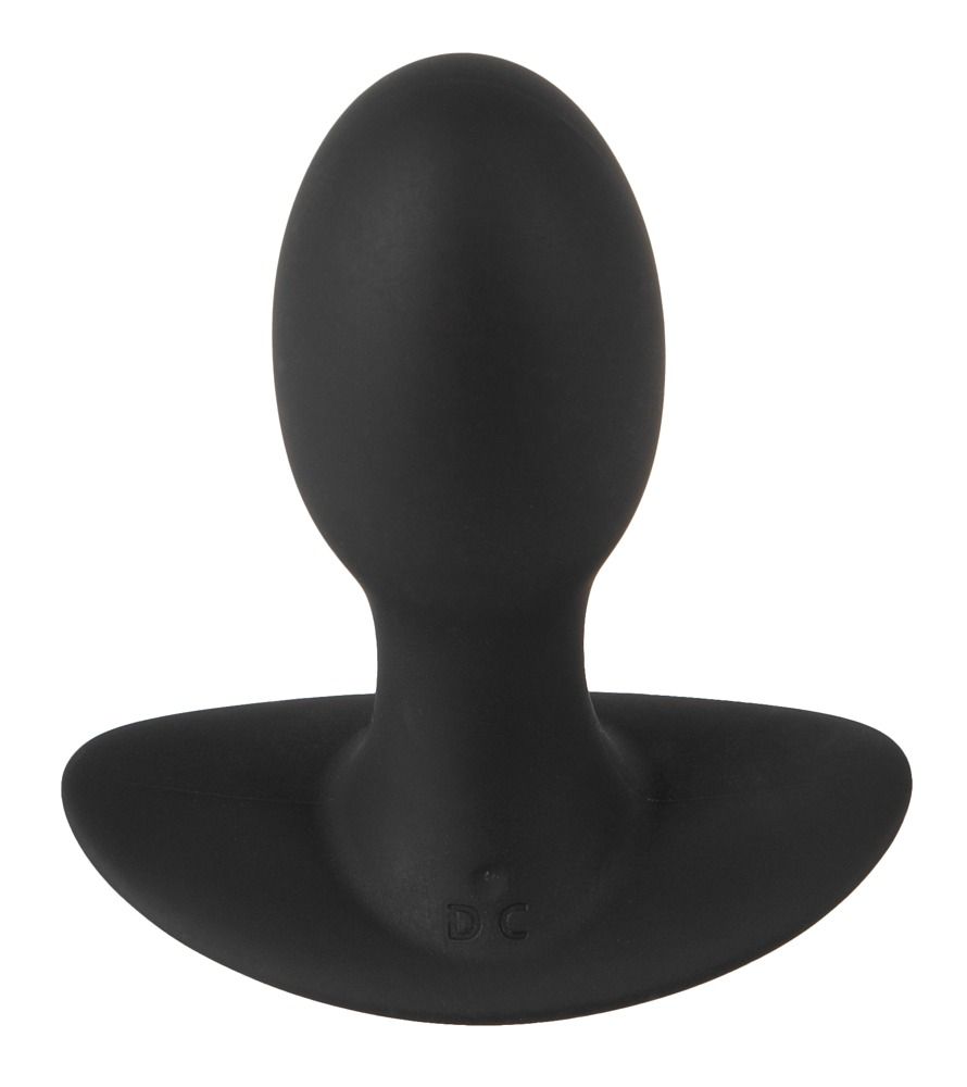 Plug anale nero con base a T. Marchio DC. Realizzato in silicone.