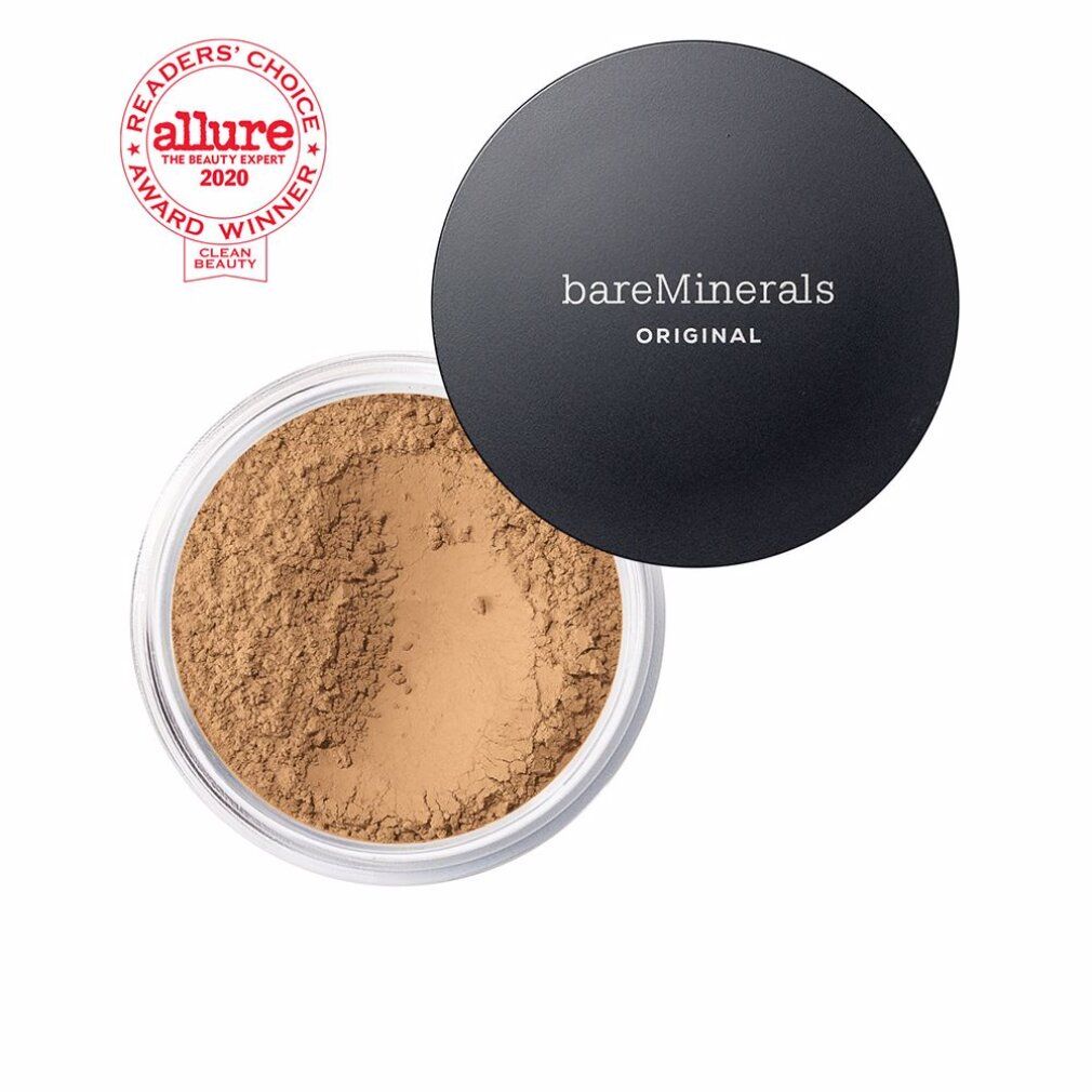 Barattolo di polvere libera. Coperchio nero con scritta "bareMinerals Original". Premio "Allure Best of Beauty".