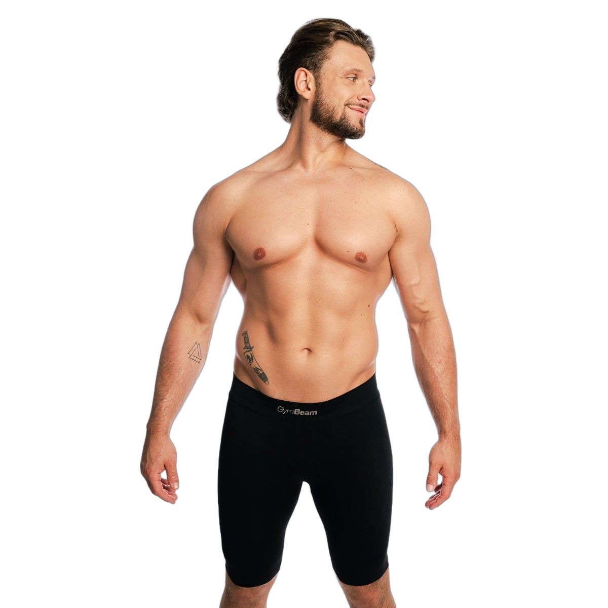 GymBeam Pantaloncini uomo slim Fuse senza cuciture nero