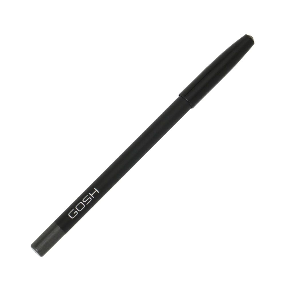 Eyeliner Gosh Waterproof Hypnotic Grey. Matita nera con logo argentato e punta.
