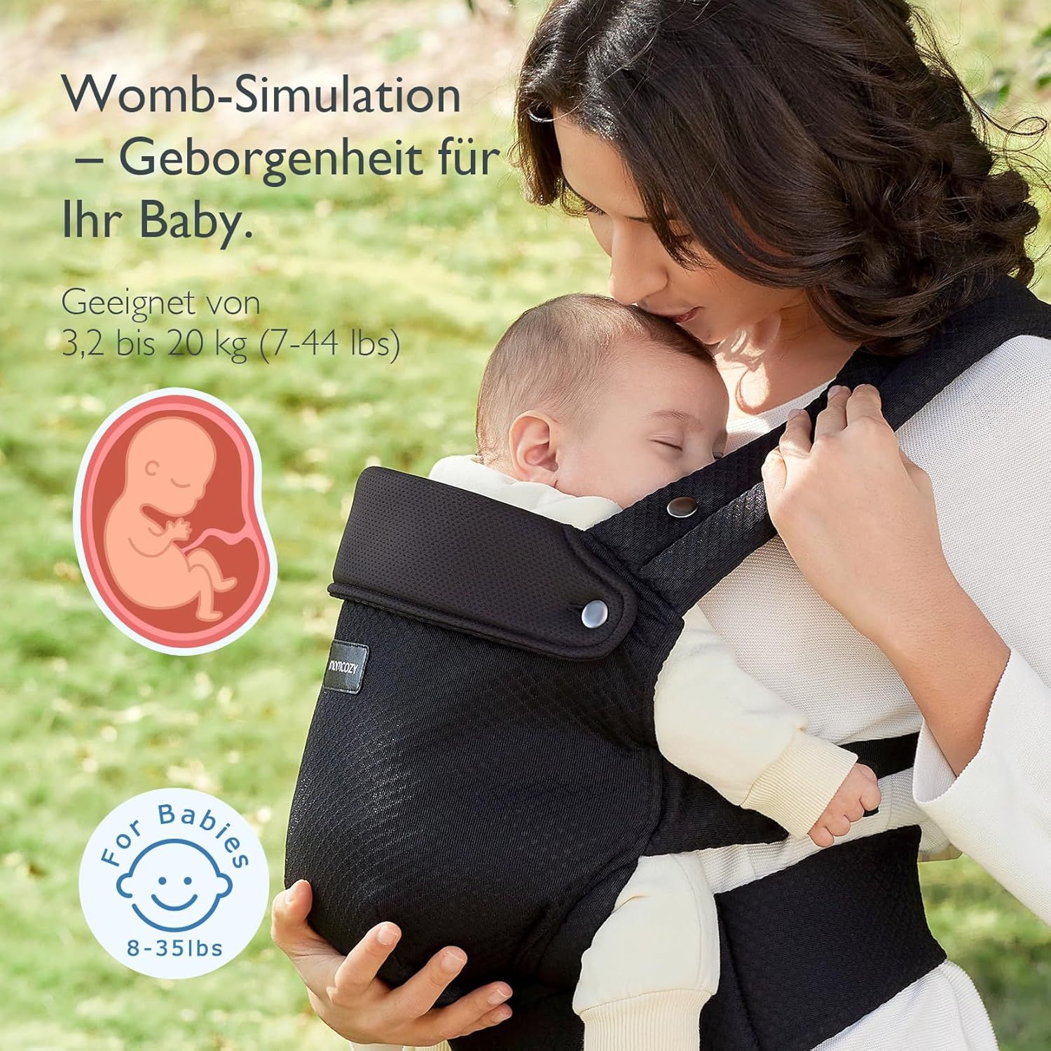Momcozy Marsupio per Bambini Leggero e Traspirante Air Mesh Nero