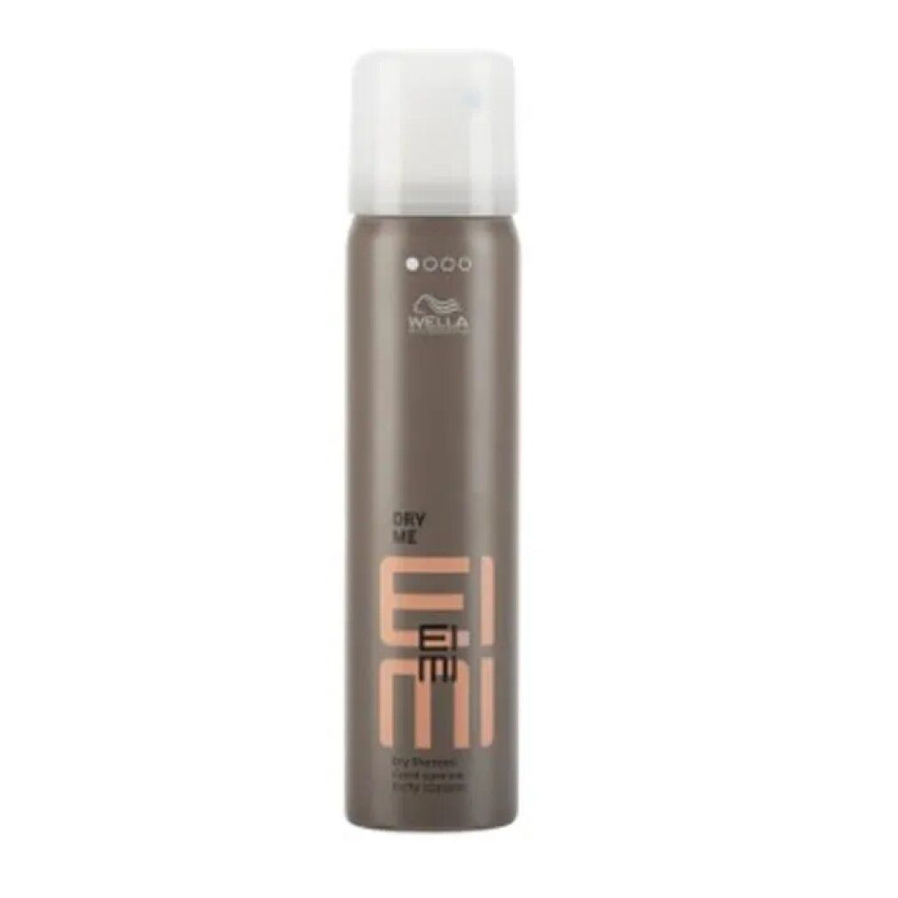 Flacone cilindrico con erogatore bianco. Scritta: DRY ME, EIMI, Wella. Shampoo secco.