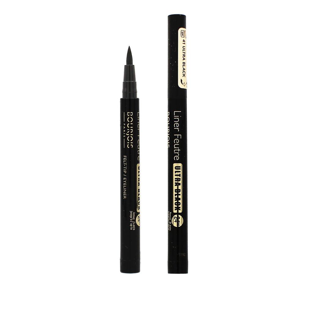 Penna eyeliner nera con tappo. Scritta: Liner Feutre Ultra Black. Punta visibile.