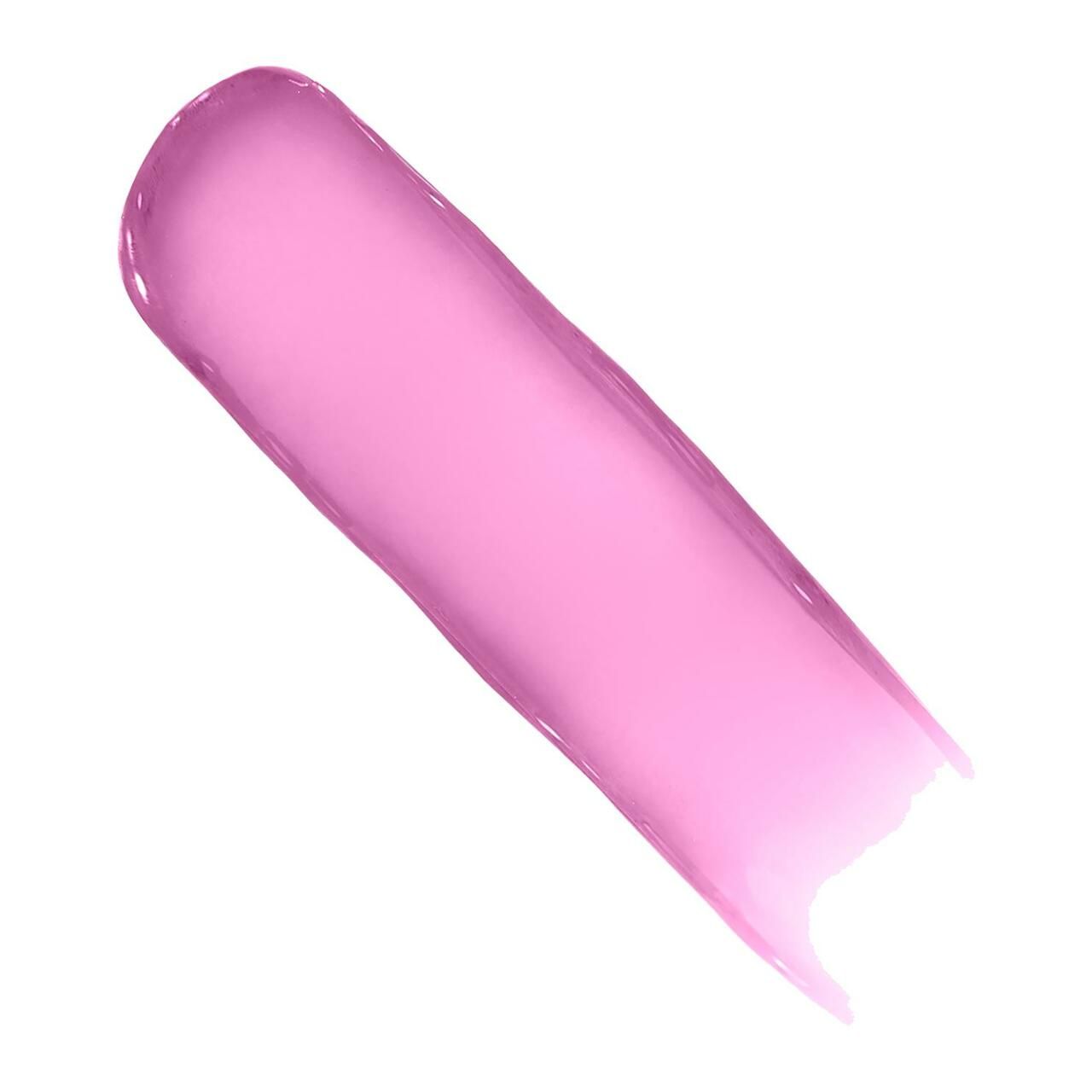 Un campione di rossetto rosa. Texture lucida. Su sfondo bianco.