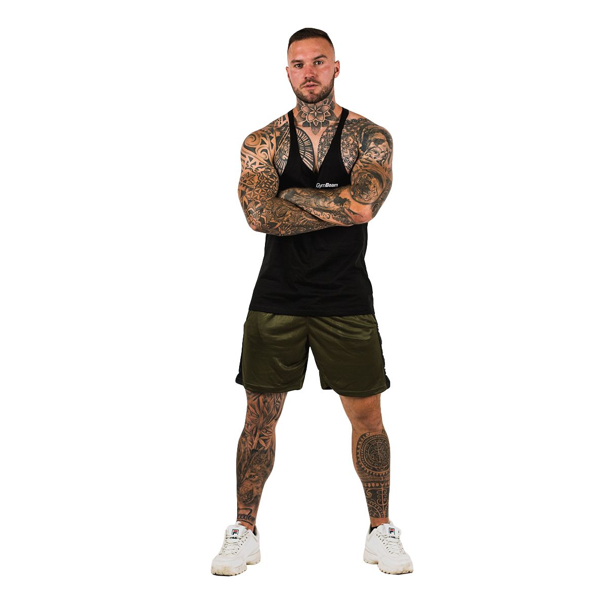 GymBeam Canotta uomo Stringer nera regular con taglio a Y sul retro
