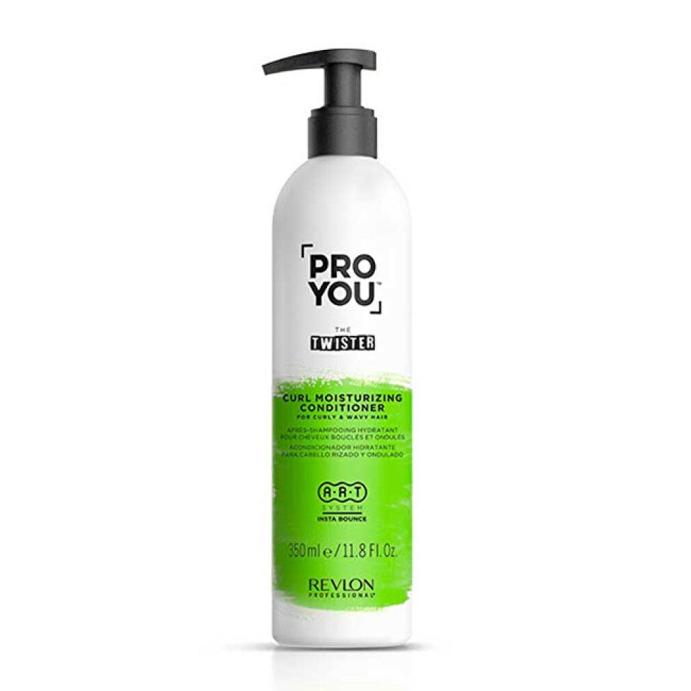 Flacone bianco con dosatore nero. Scritta: Pro You The Twister. Stampa verde e bianca. 350ml/11.8 Fl. Oz. Revlon Professional.