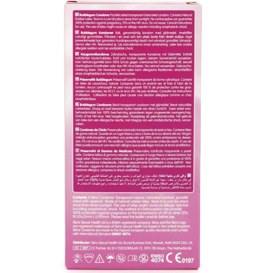 Retro della scatola rosa. Contiene informazioni sugli ingredienti, le istruzioni per l'uso e le certificazioni.