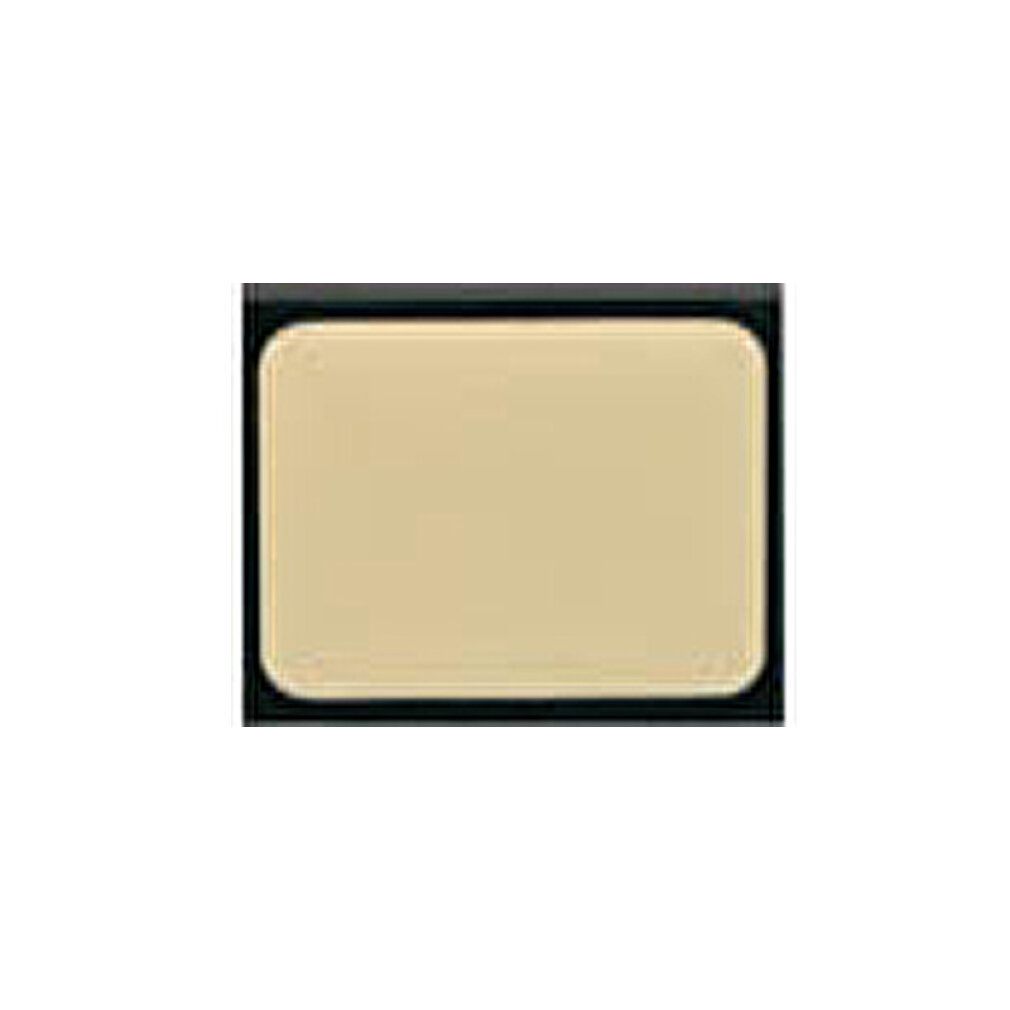 Crema beige in contenitore rettangolare nero. Superficie della crema con angoli arrotondati. Cornice nera.