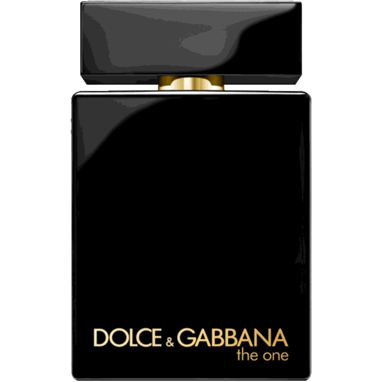 Flacone nero. Scritta dorata: Dolce & Gabbana The One. Per uomo. Eau de Parfum Intense.