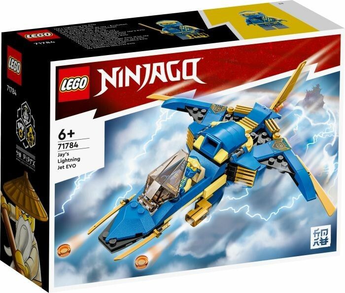 LEGO NINJAGO 71784 Jet-Fulmine di Jay - EVOLUTION, Set Aereo Giocattolo Potenziabile, Aeroplano da
